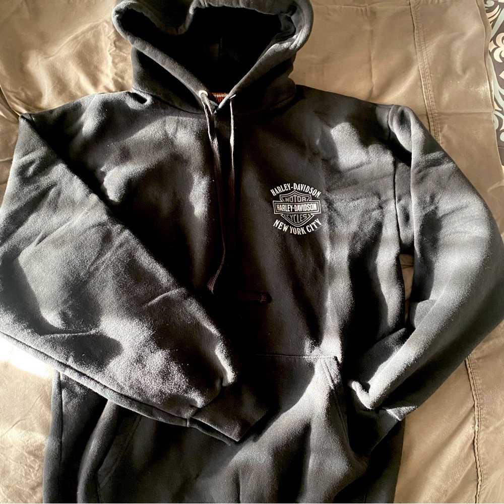 Harley Davidson Women’s Black Pullover Hoodie-NYC Twin Towers- Small-